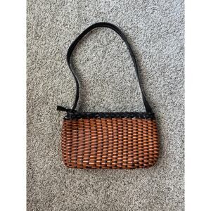 Ellepi Vintage Italian 100% Leather Handmade Woven Brown Black Shoulder Handbag